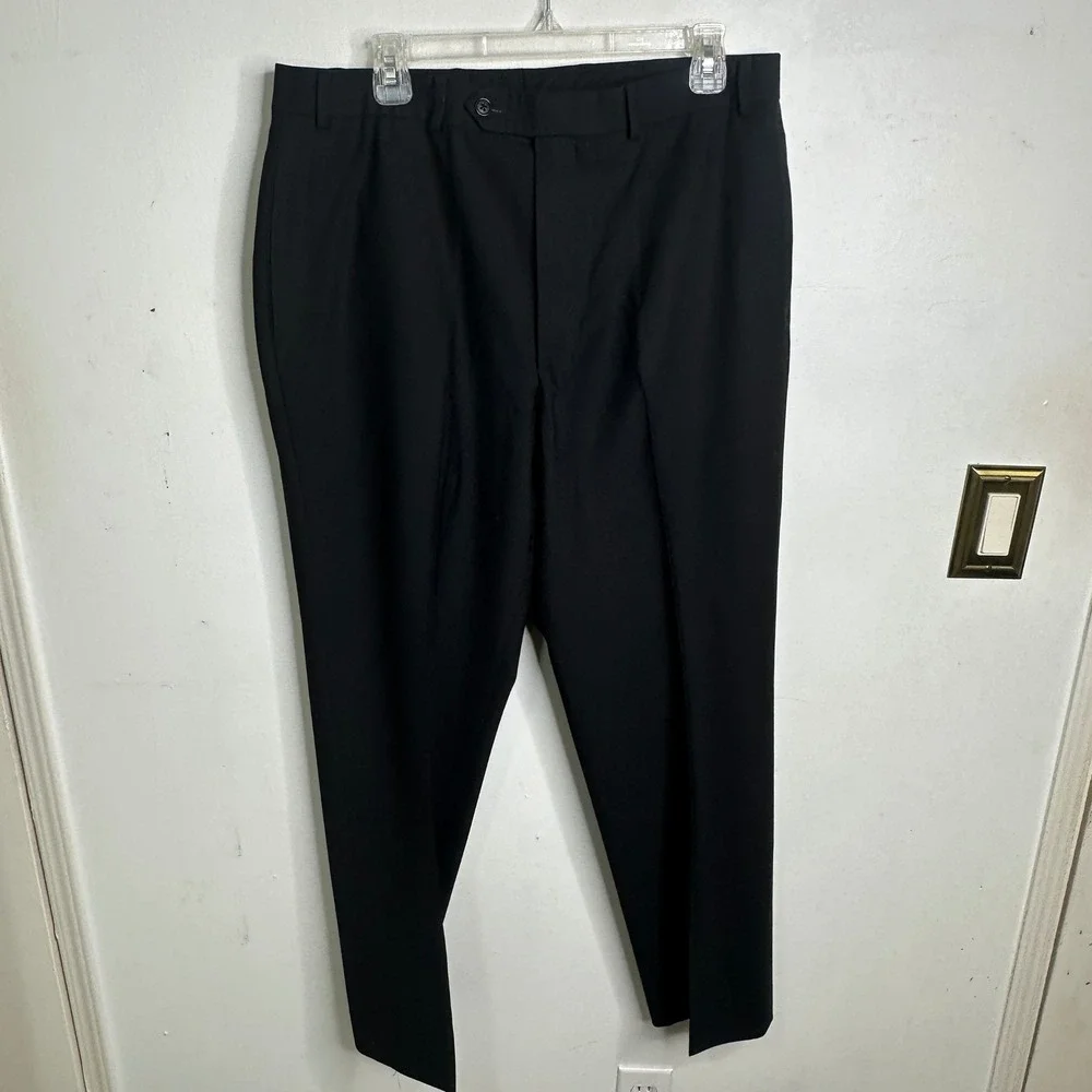 Brooks Brothers 346 Men Black Wool Stretch 3 Button Suit Blazer Pants 36W 31L 41